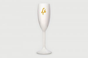 כוסות שמפנייה עם הדפסת שם בצבע לבן
